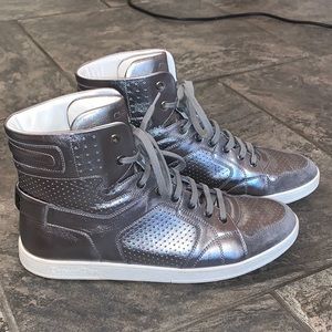 Authentic Christian Dior Silver Leather Sneakers